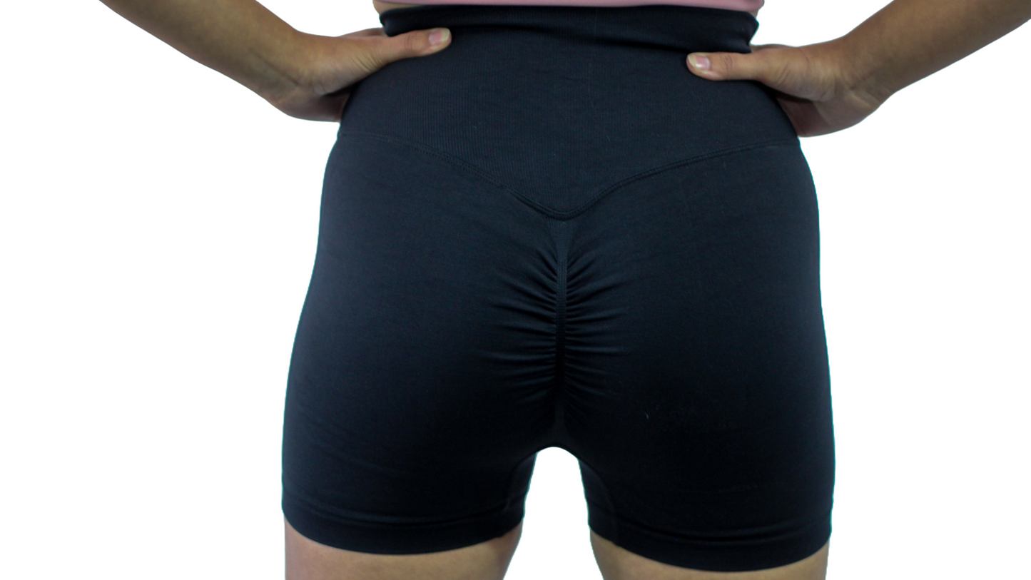 V Cross Waist Work-out Shorts - Black