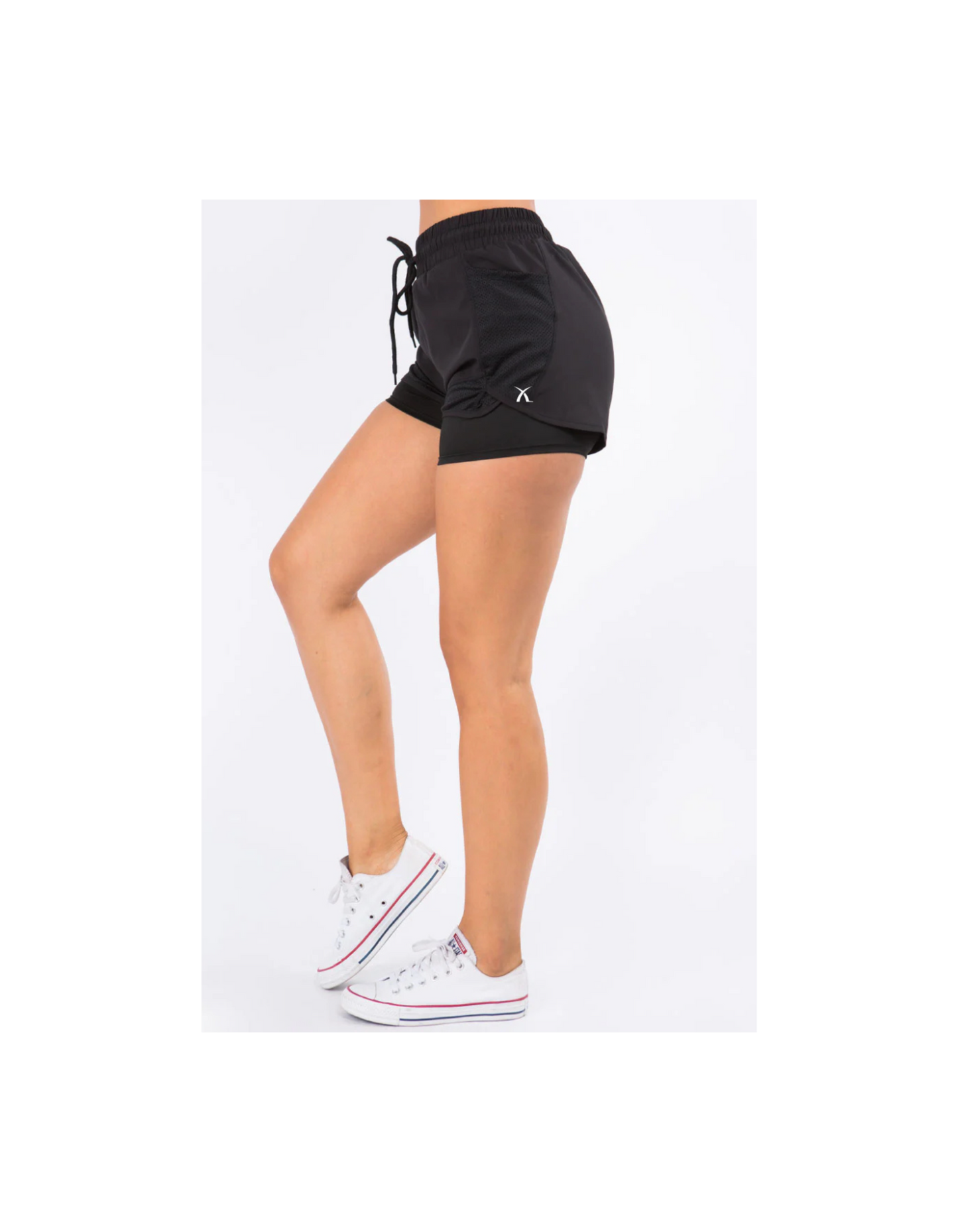 Women's Double Layered Running Shorts - Mint Green/Black